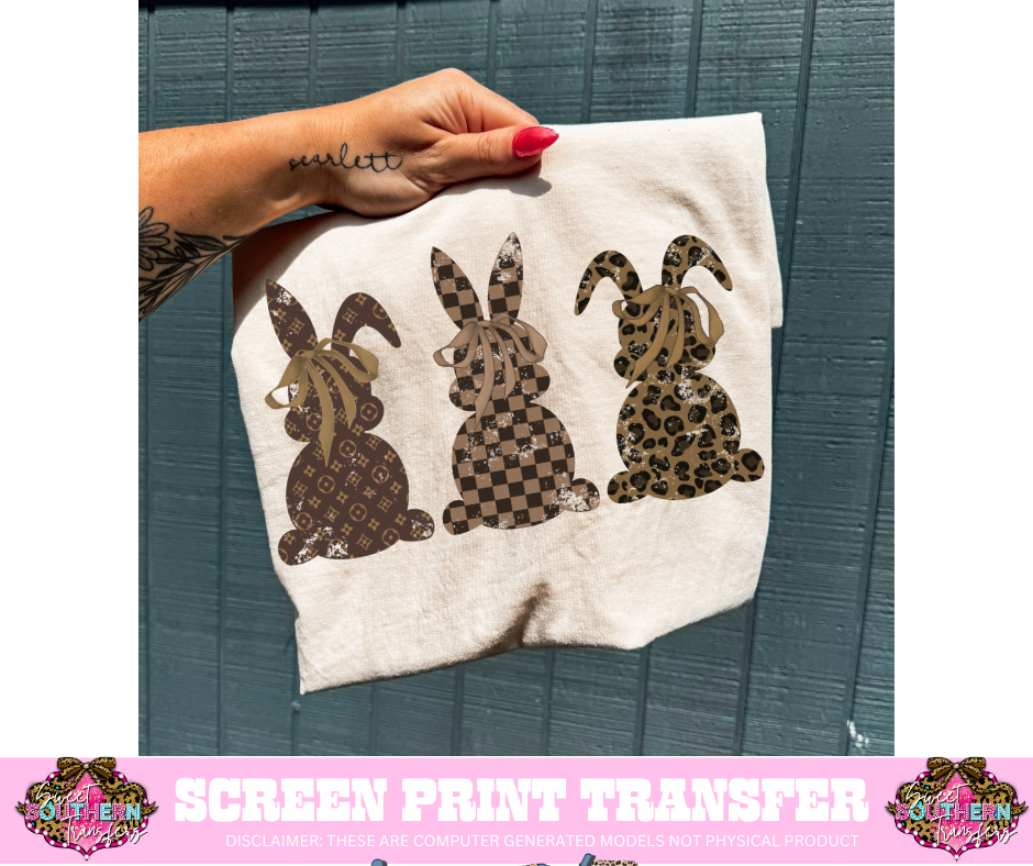 FULL COLOR SCREEN PRINT  - 3 BUNNIES