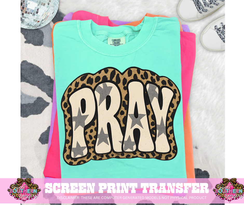 FULL COLOR SCREEN PRINT  -PRAY CHEETAH