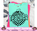 SINGLE COLOR SCREEN PRINT TRANSFER   -  TEACHER CHEETAH CHECKERED