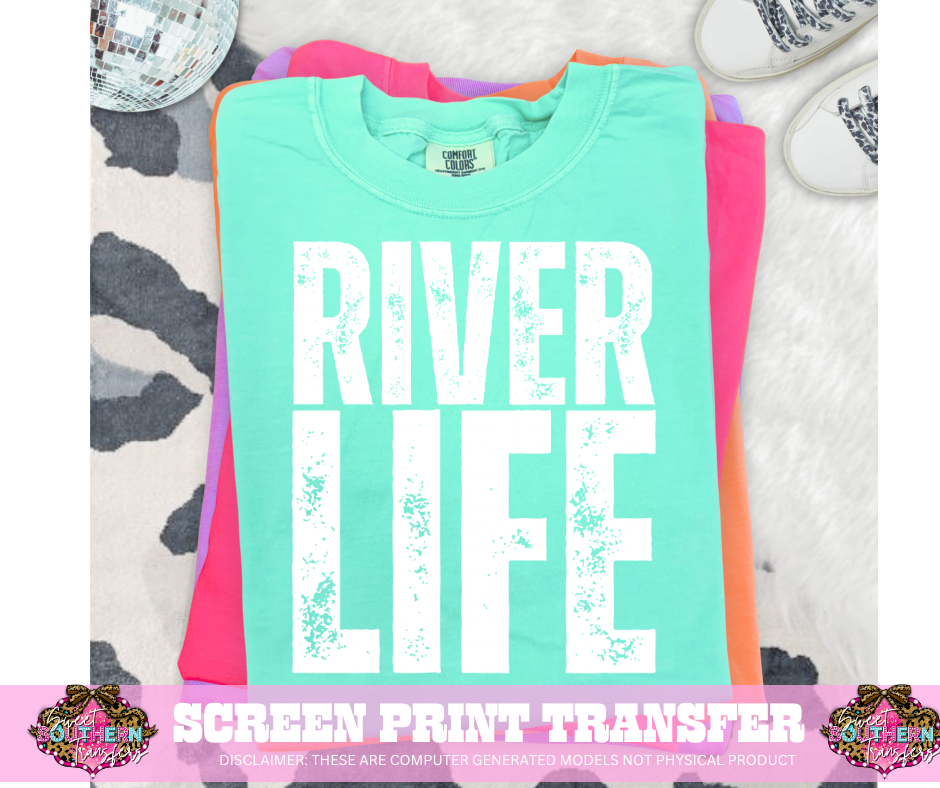 SINGLE COLOR SCREEN PRINT TRANSFER   - RIVER LIFE