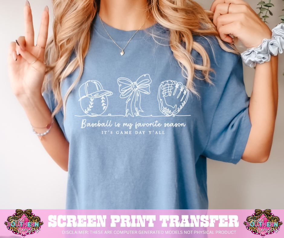 SINGLE COLOR SCREEN PRINT TRANSFER   - BASEBALL