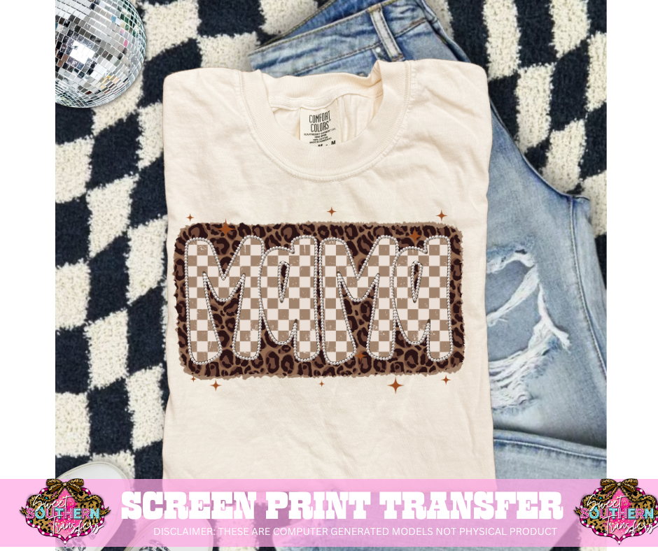 FULL COLOR SCREEN PRINT  - MAMA CHECKERED