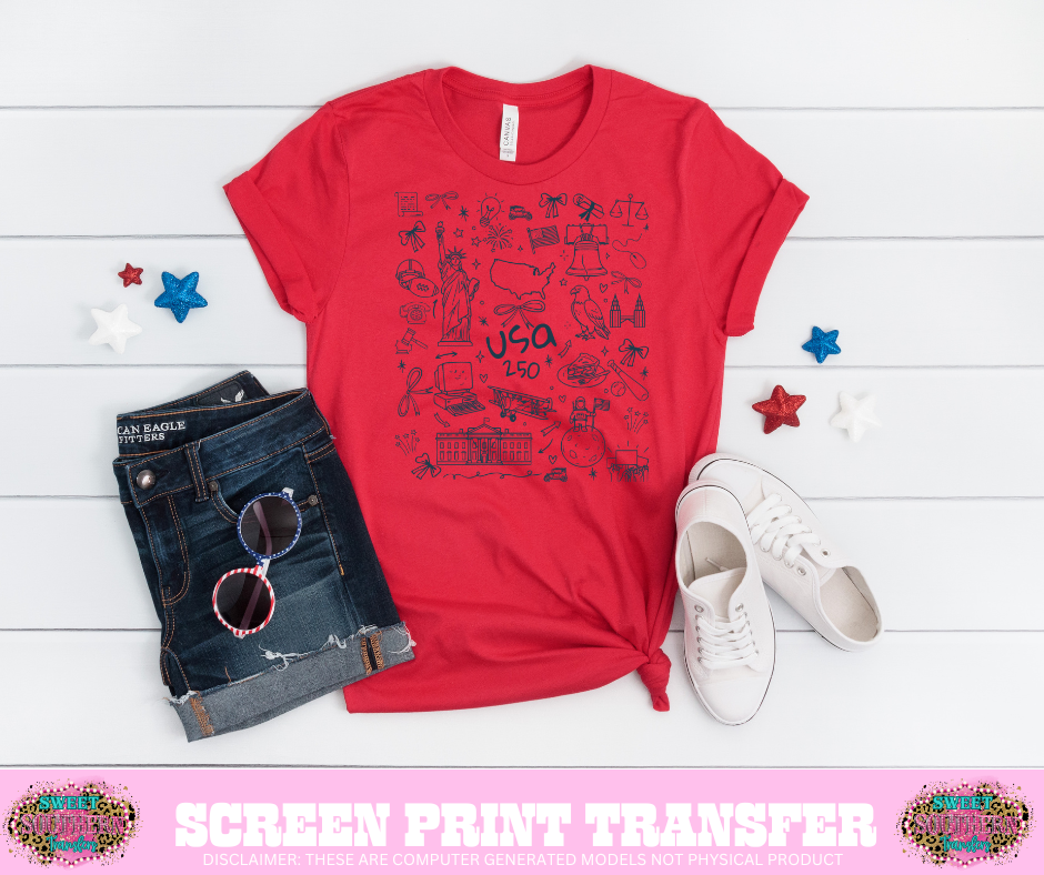 SINGLE COLOR SCREEN PRINT  - USA AMERICA