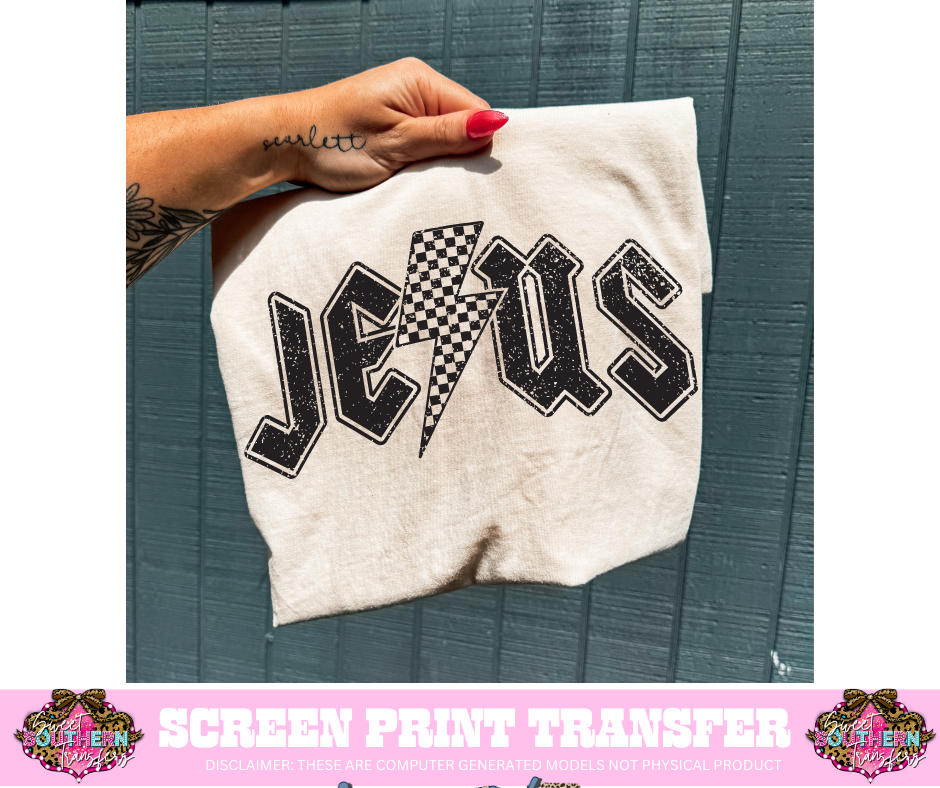 SINGLE COLOR SCREEN PRINT  - JESUS BOLT