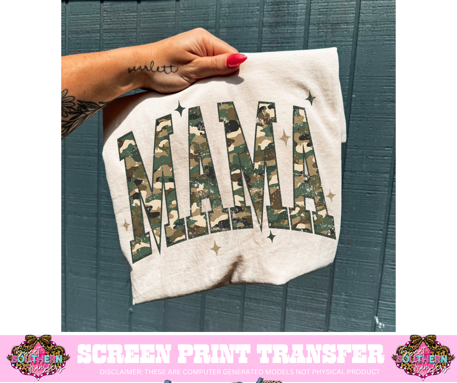 FULL COLOR SCREEN PRINT- MAMA CAMO VARISTY
