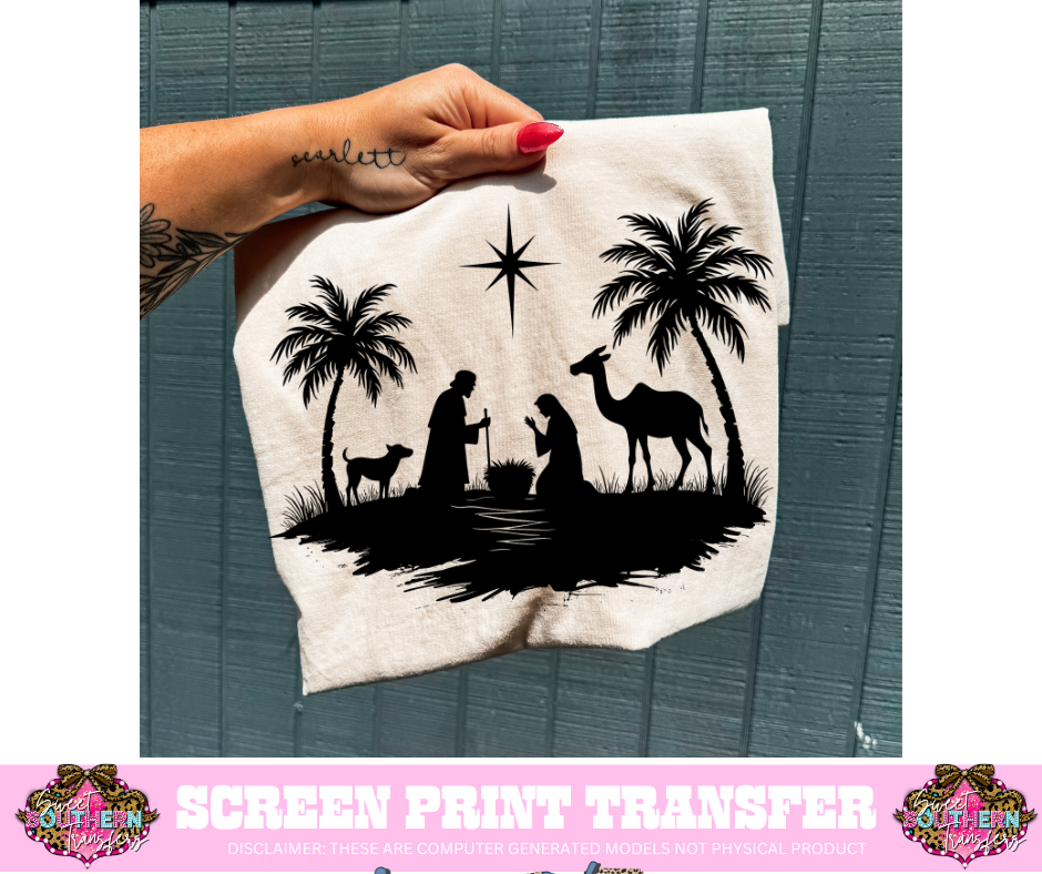 SINGLE COLOR SCREEN PRINT  - JESUS SCENE