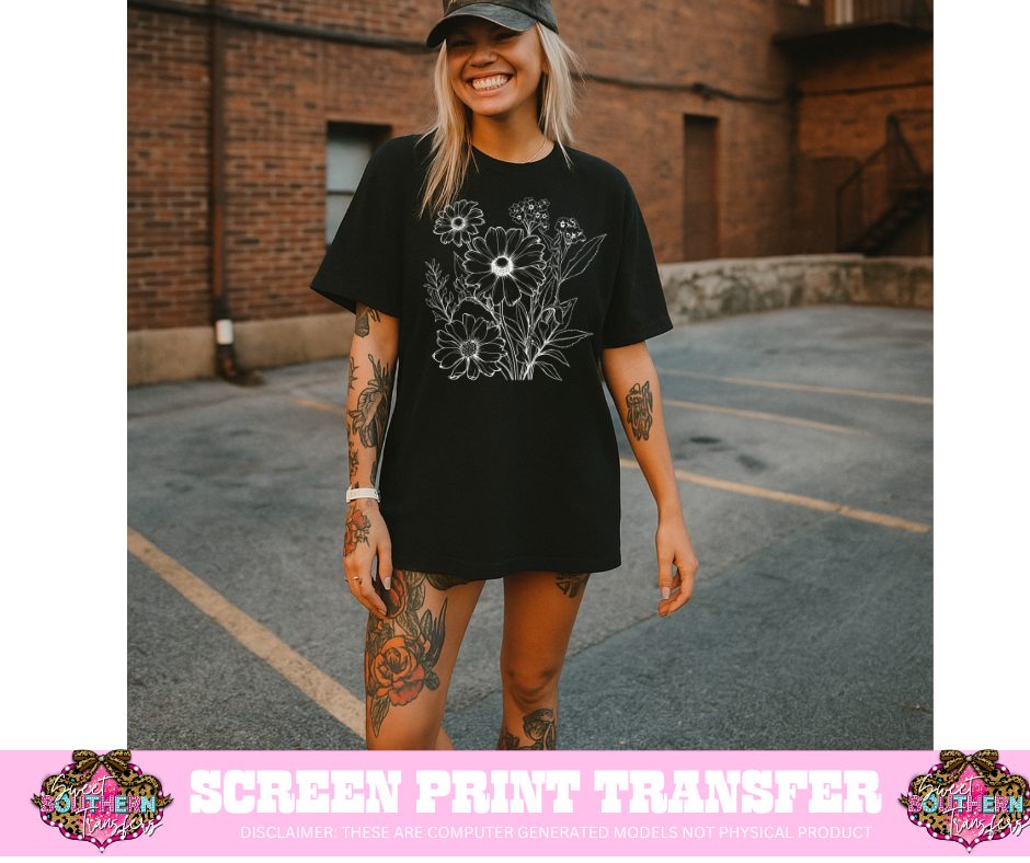 SINGLE COLOR SCREEN PRINT  - FLORAL