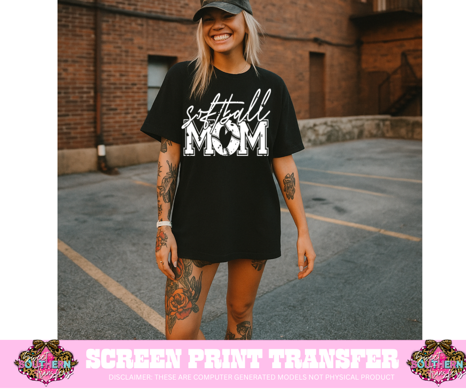 SINGLE COLOR SCREEN PRINT - SOFTBALL MOM