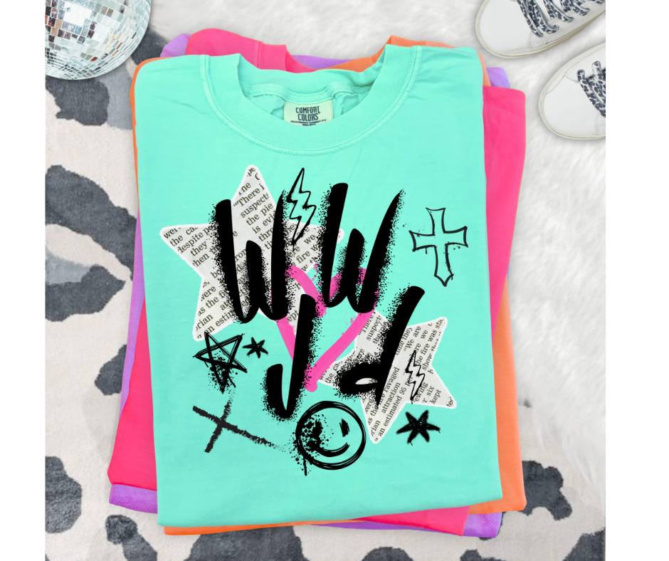 FULL COLOR SCREEN PRINT- WWJD BLACK