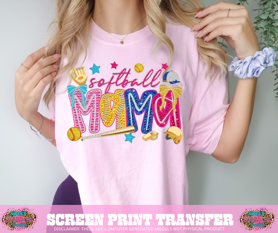FULL COLOR SCREEN PRINT- SOFTBALL MAMA