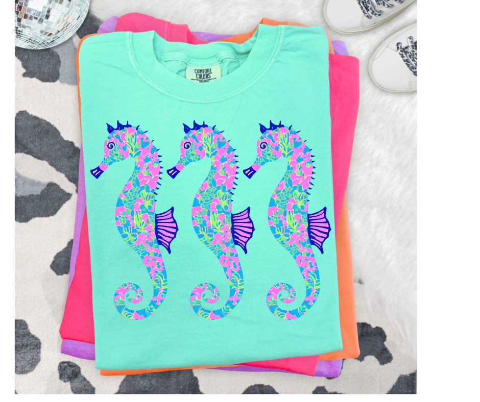 FULL COLOR SCREEN PRINT- 3 SEAHORSES