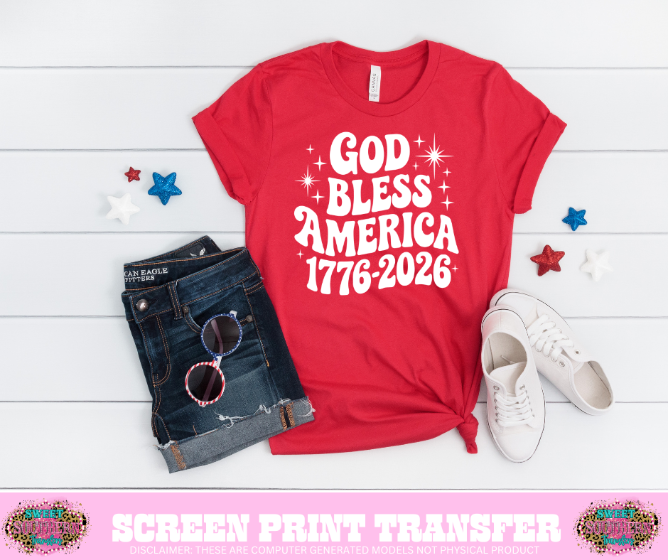 SINGLE COLOR SCREEN PRINT - GOD BLESS AMERICA