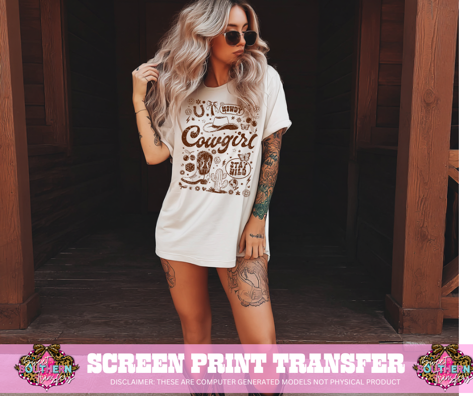 SINGLE COLOR SCREEN PRINT - COWGIRL HOWDY