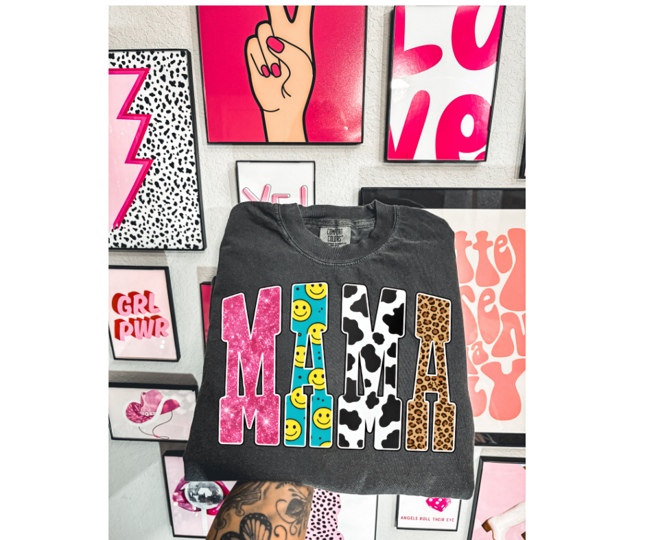 FULL COLOR SCREEN PRINT- MAMA COWHIDE