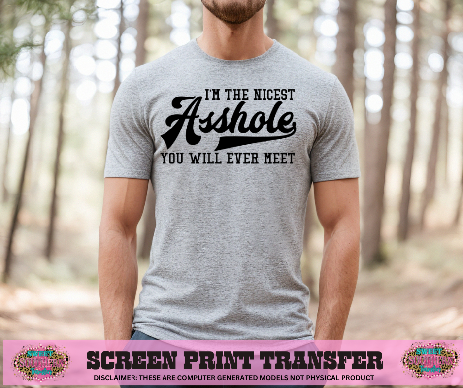 SINGLE COLOR SCREEN PRINT - I'M THE NICEST ASSHOLE