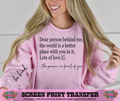 SINGLE COLOR SCREEN PRINT - DEAR PERSON