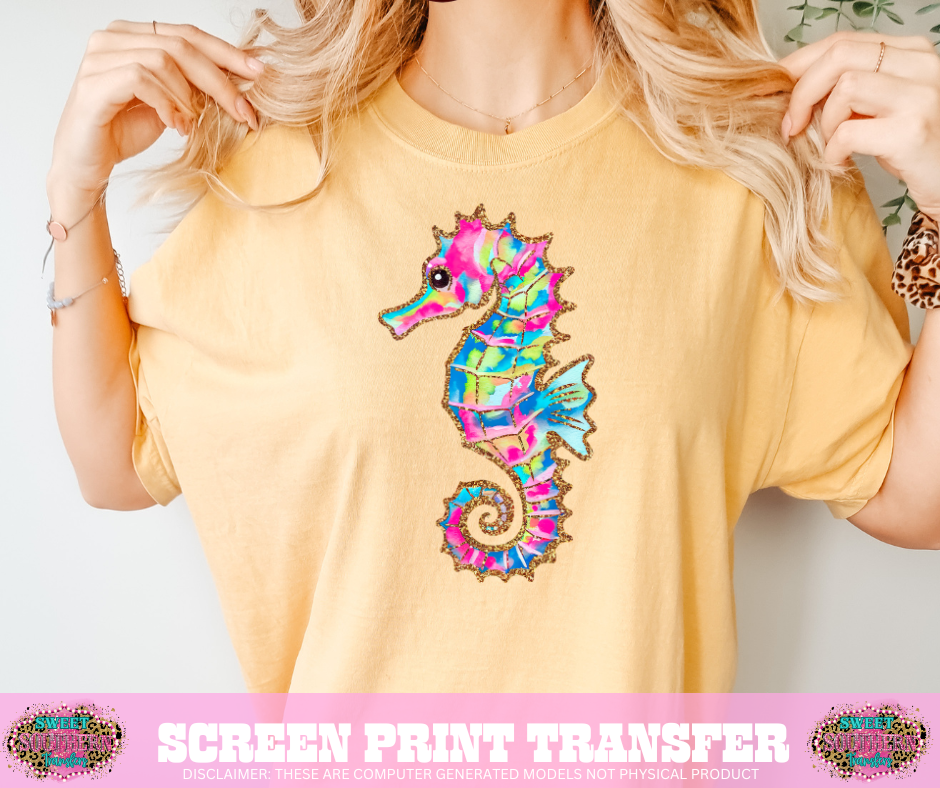 FULL COLOR SCREEN PRINT- SEAHORSE – Sweet Southern Transfers LLC