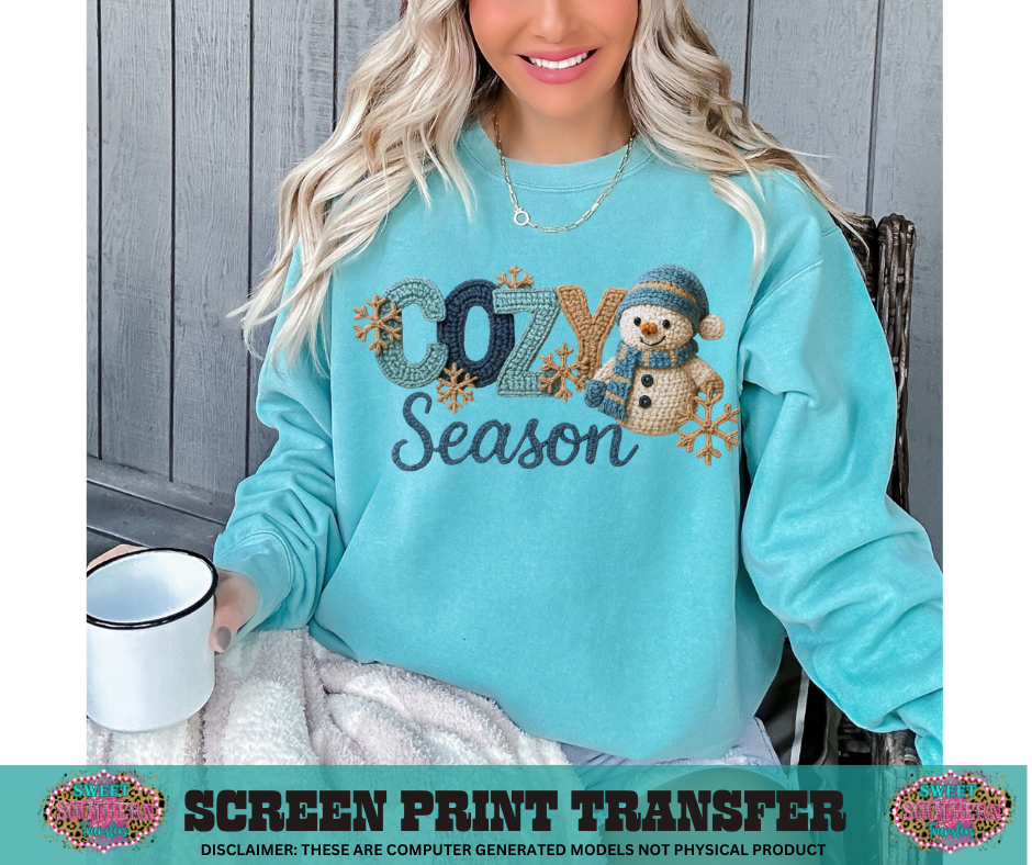 FULL COLOR SCREEN PRINT  - COZY SEASON YARN SNOWMAN