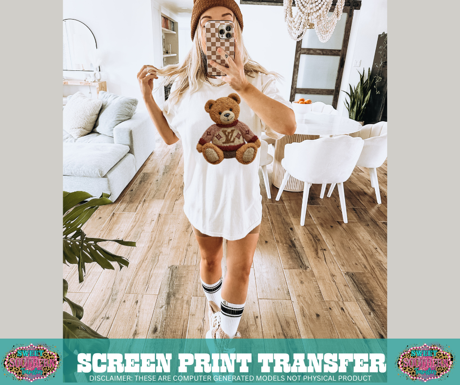 FULL COLOR SCREEN PRINT  - TEDDY BEAR  L V