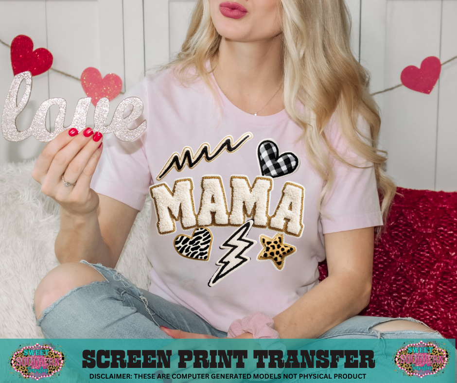 FULL COLOR SCREEN PRINT  - MAMA BOLT GLITTER