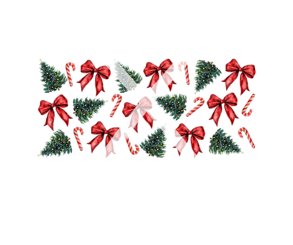 CANDY CANE BOWS AND TREES - UV DTF