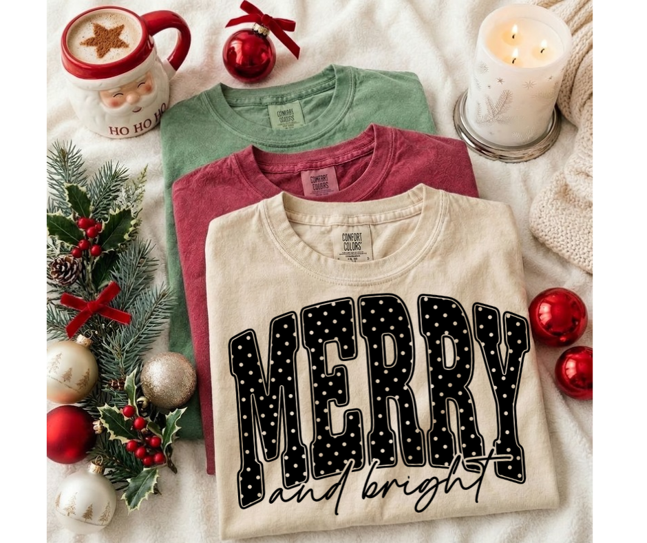 SINGLE COLOR SCREEN PRINT - MERRY AND BRIGHT