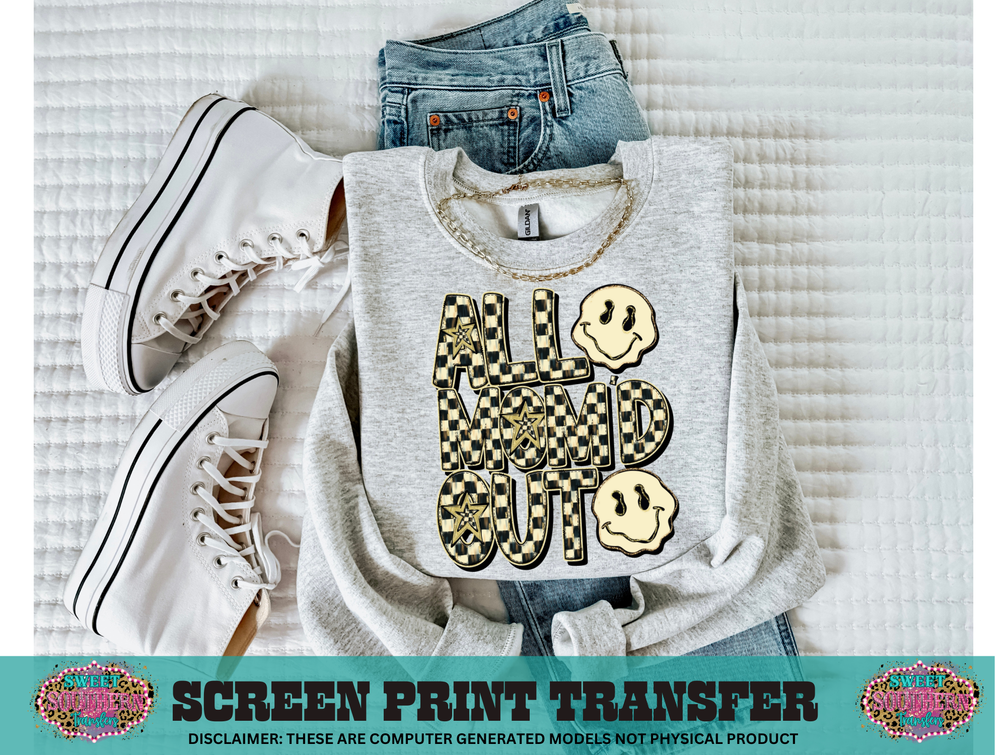 FULL COLOR SCREEN PRINT - ALL MOMS OUT CHECKERED