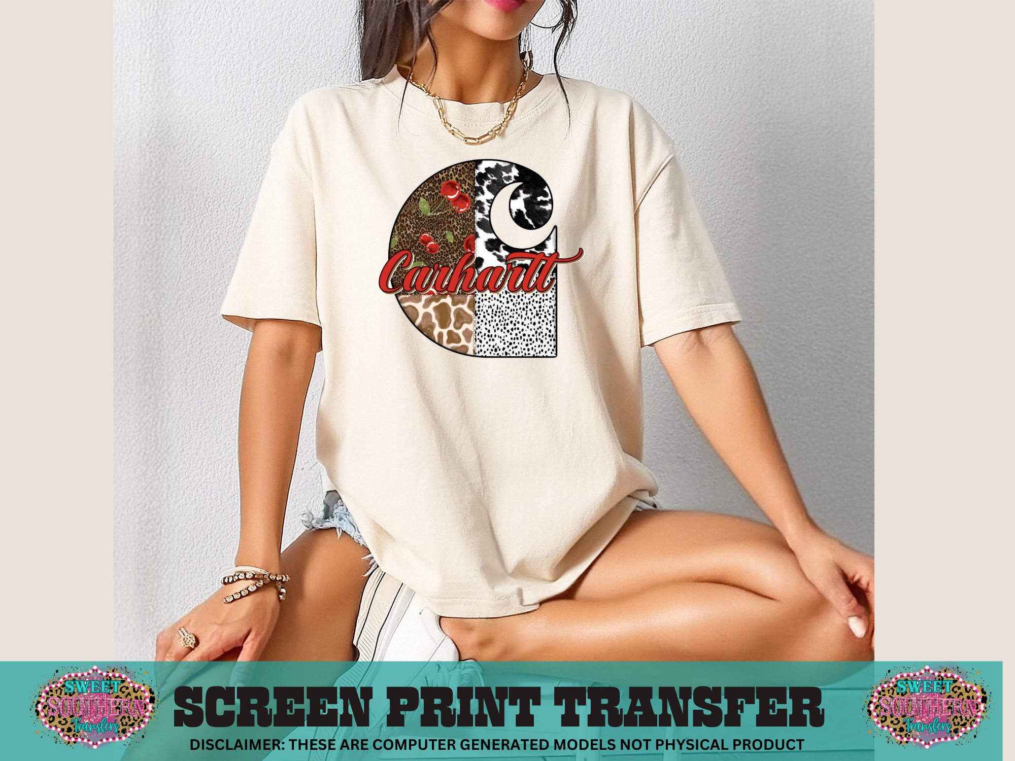 FULL COLOR SCREEN PRINT  - C COWHIDE CHERRY