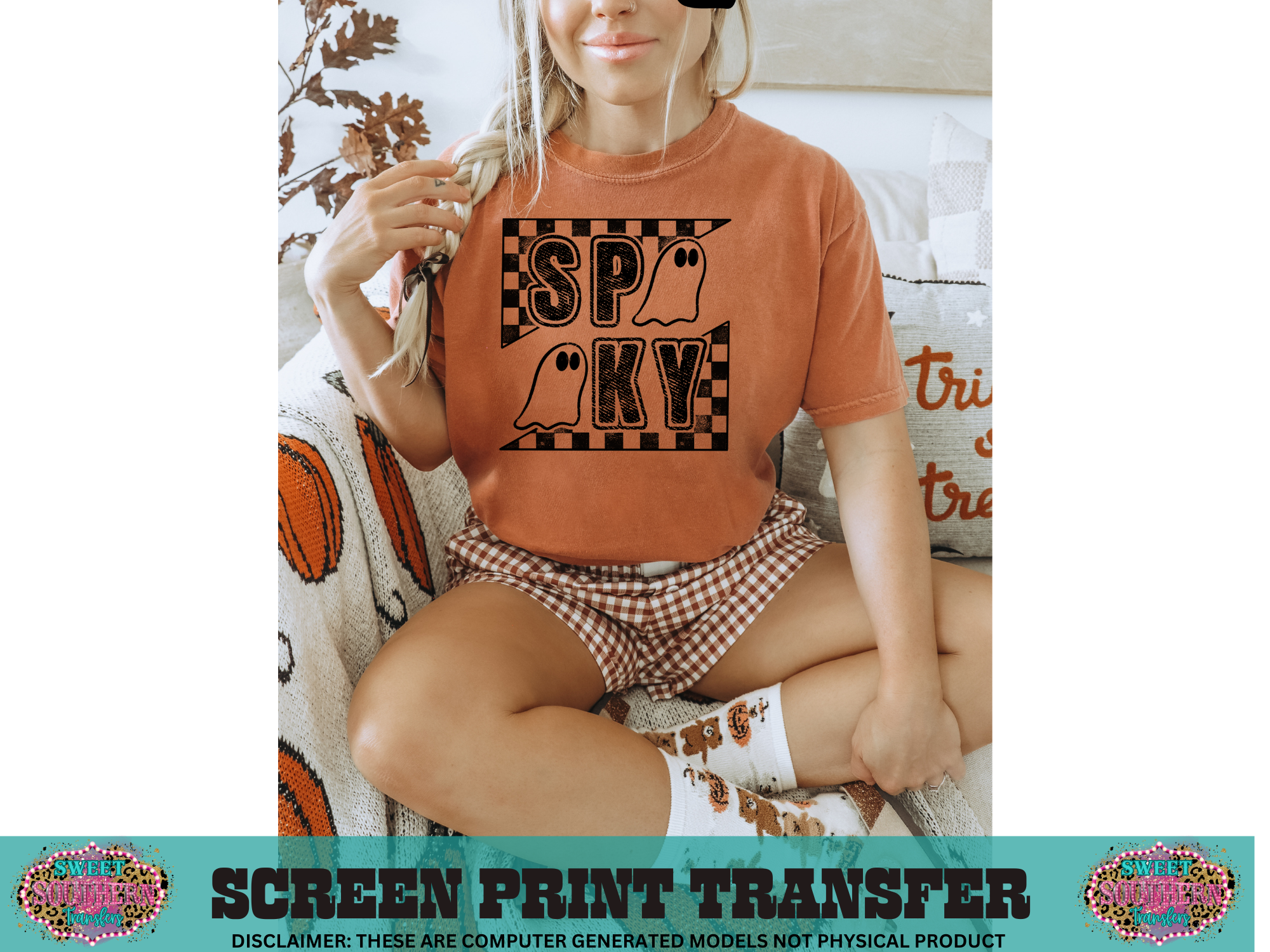 SINGLE COLOR SCREEN PRINT - SPOOKY CHECKERED