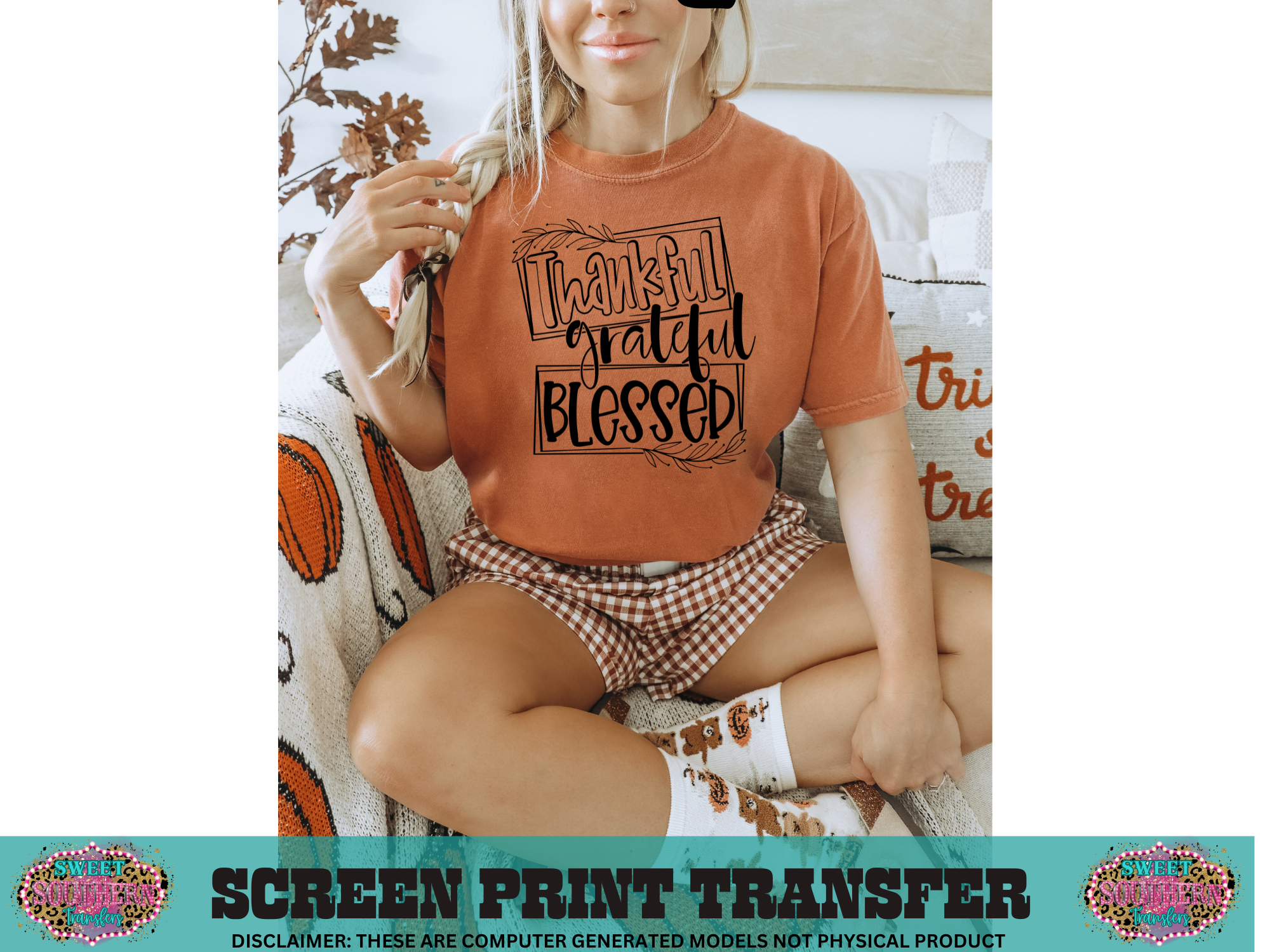 SINGLE COLOR SCREEN PRINT - GRATEFUL THANKFUL BLESSED