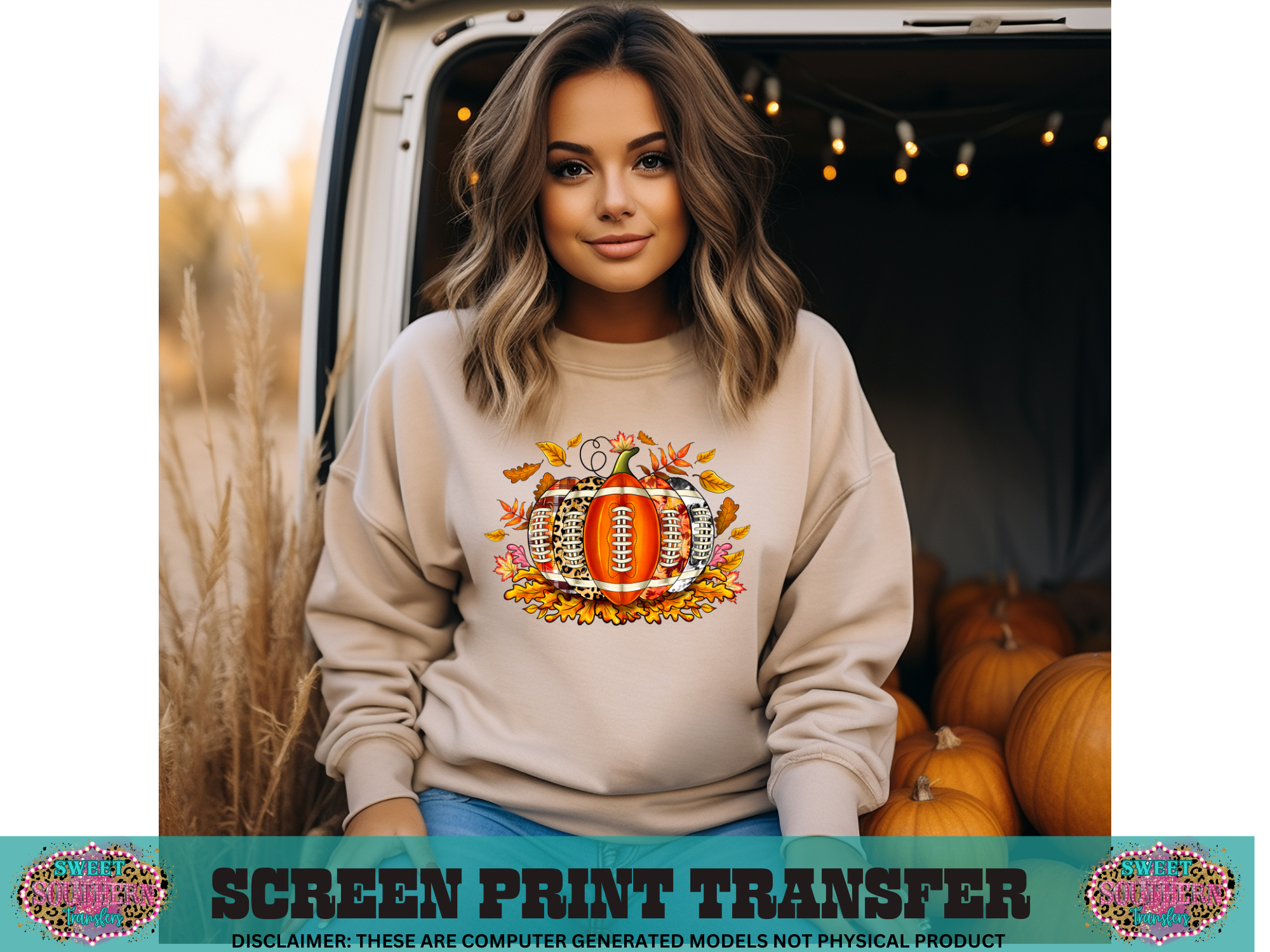FULL COLOR SCREEN PRINT  - FOOTBALL LEAVES