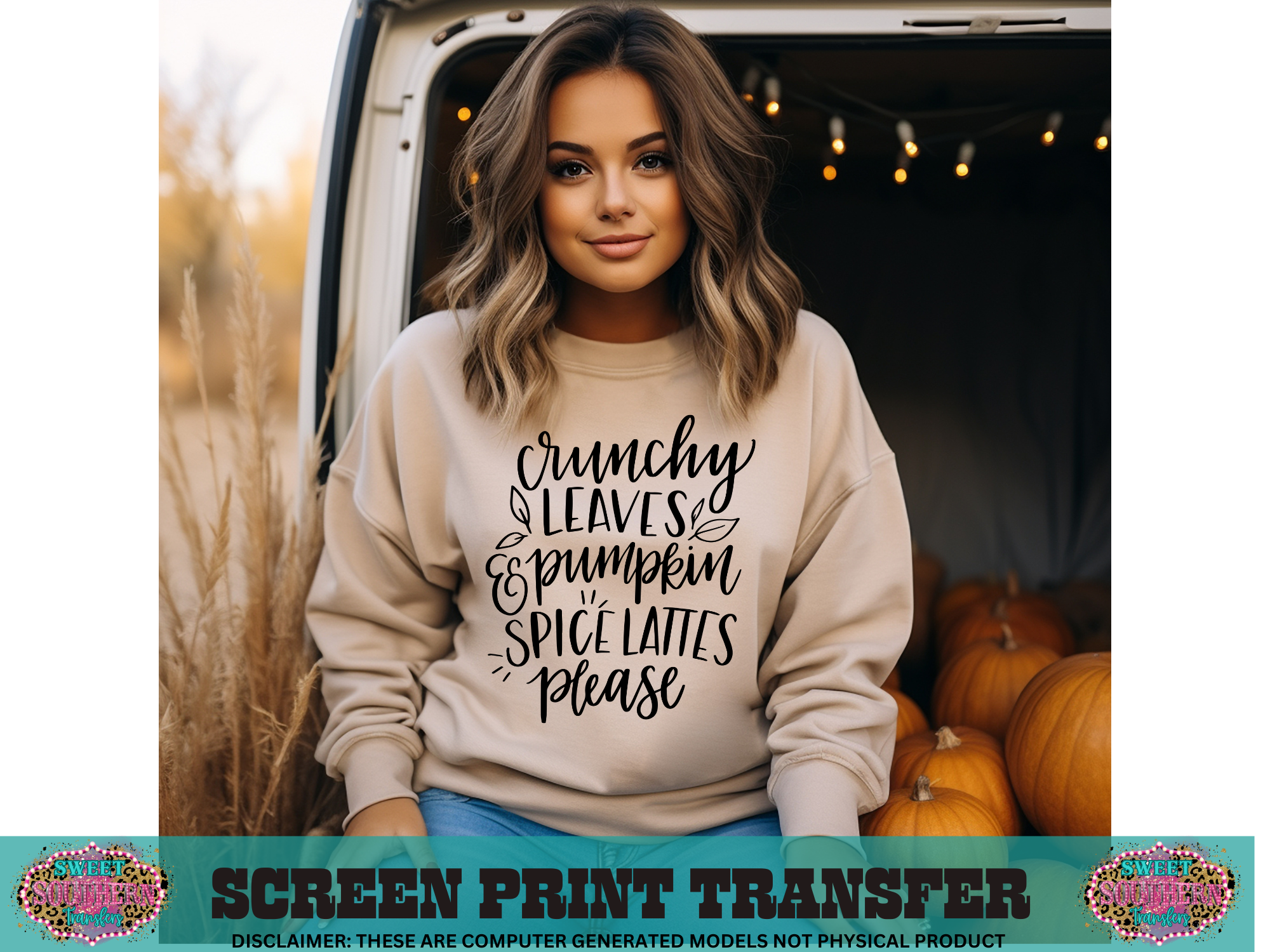 SINGLE COLOR SCREEN PRINT - CRUNCHY LEAVES PUMPKIN SPICE PLEASE