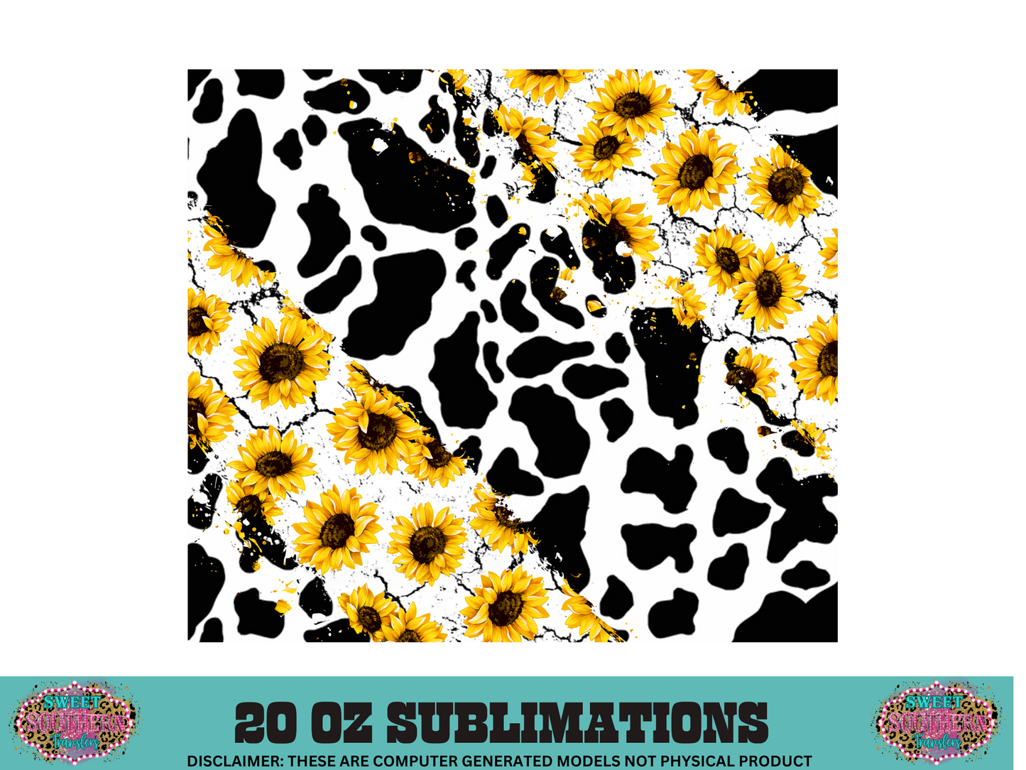 20 OZ SUBLIMATION TUMBLER WRAP - SUNFLOWER COW