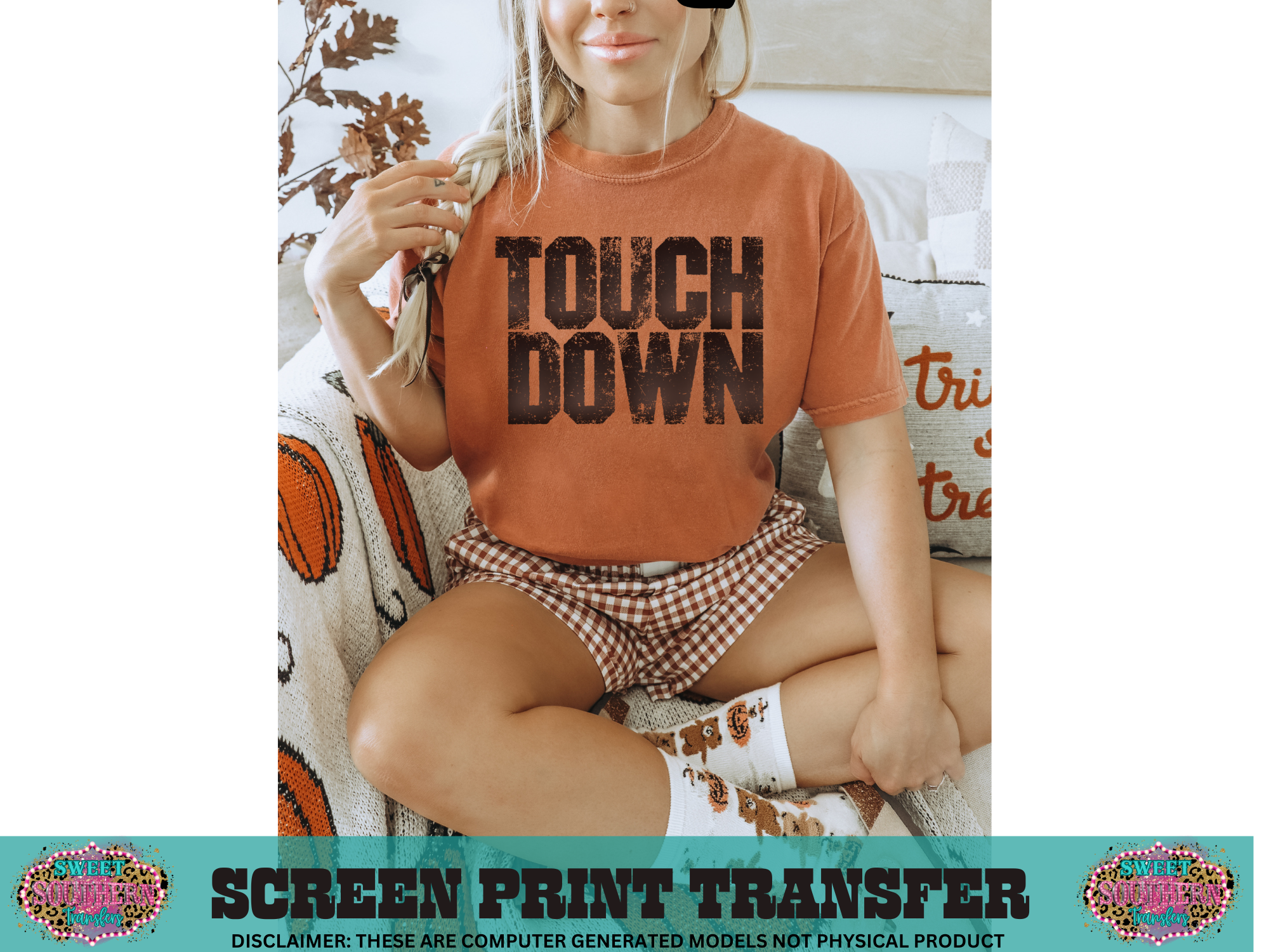 SINGLE COLOR SCREEN PRINT - TOUCH DOWN (BROWN)