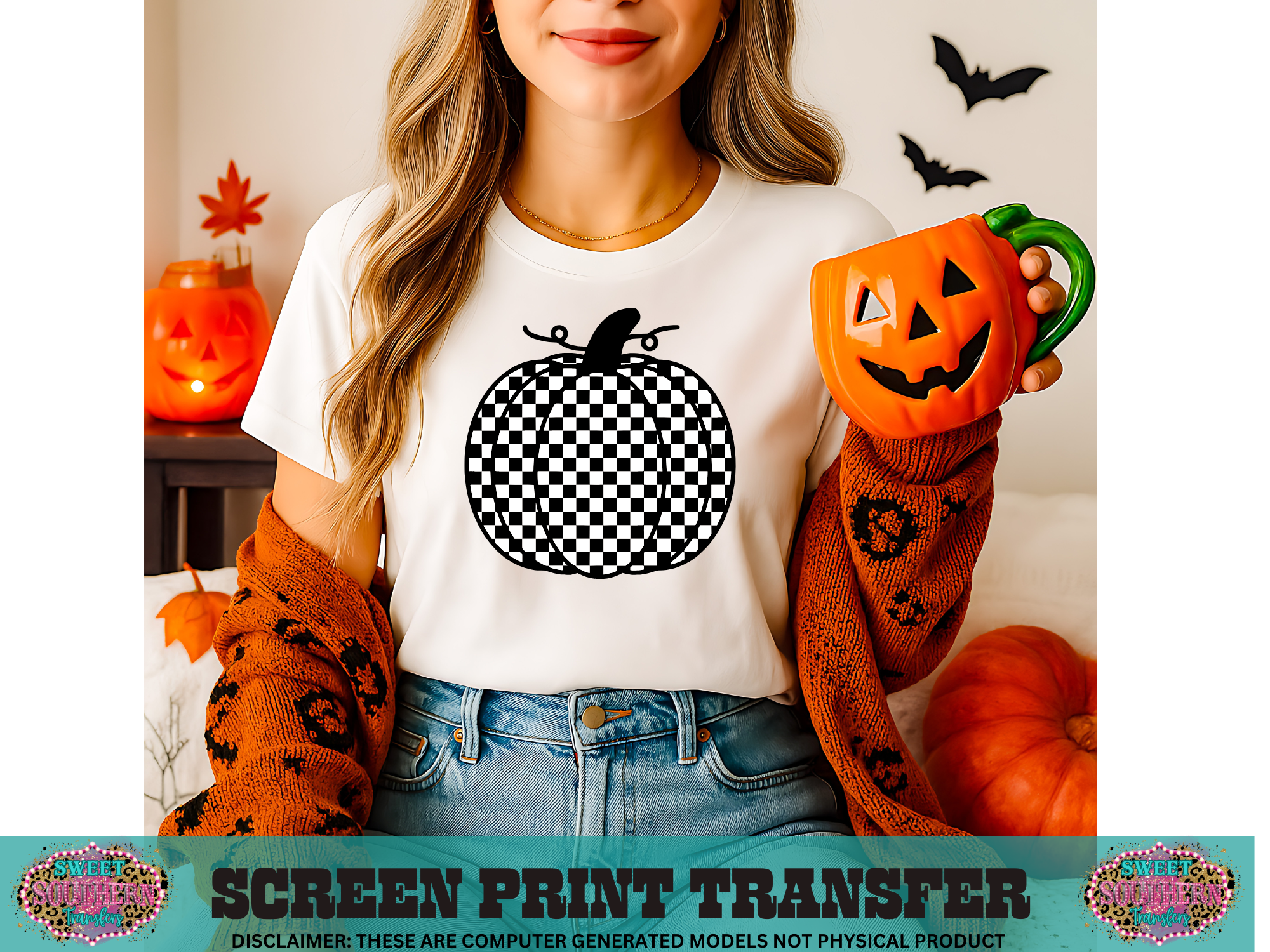SINGLE COLOR SCREEN PRINT - CHECKERED PUMPKIN