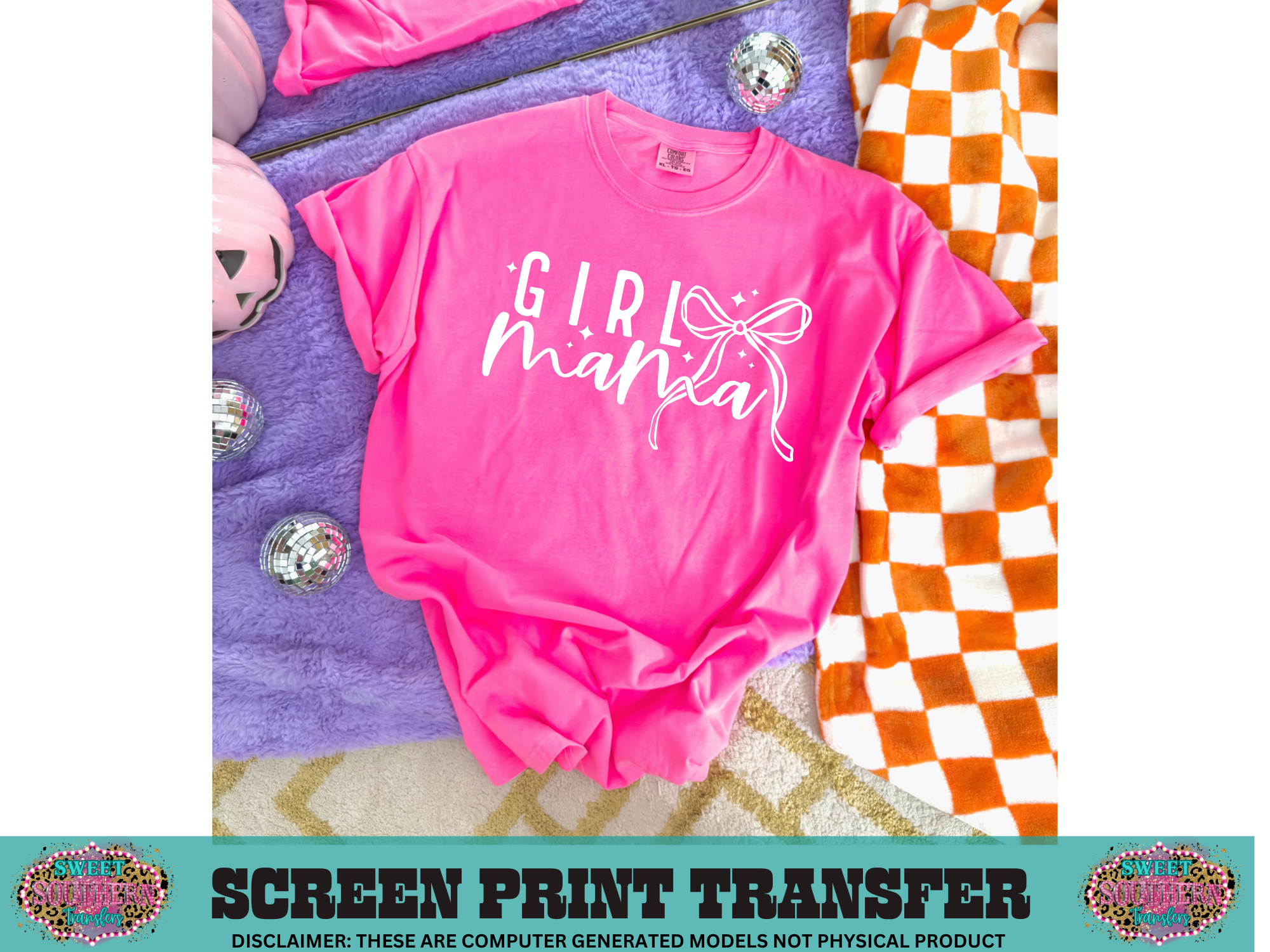 SINGLE COLOR SCREEN PRINT - GIRL MAMA BOW
