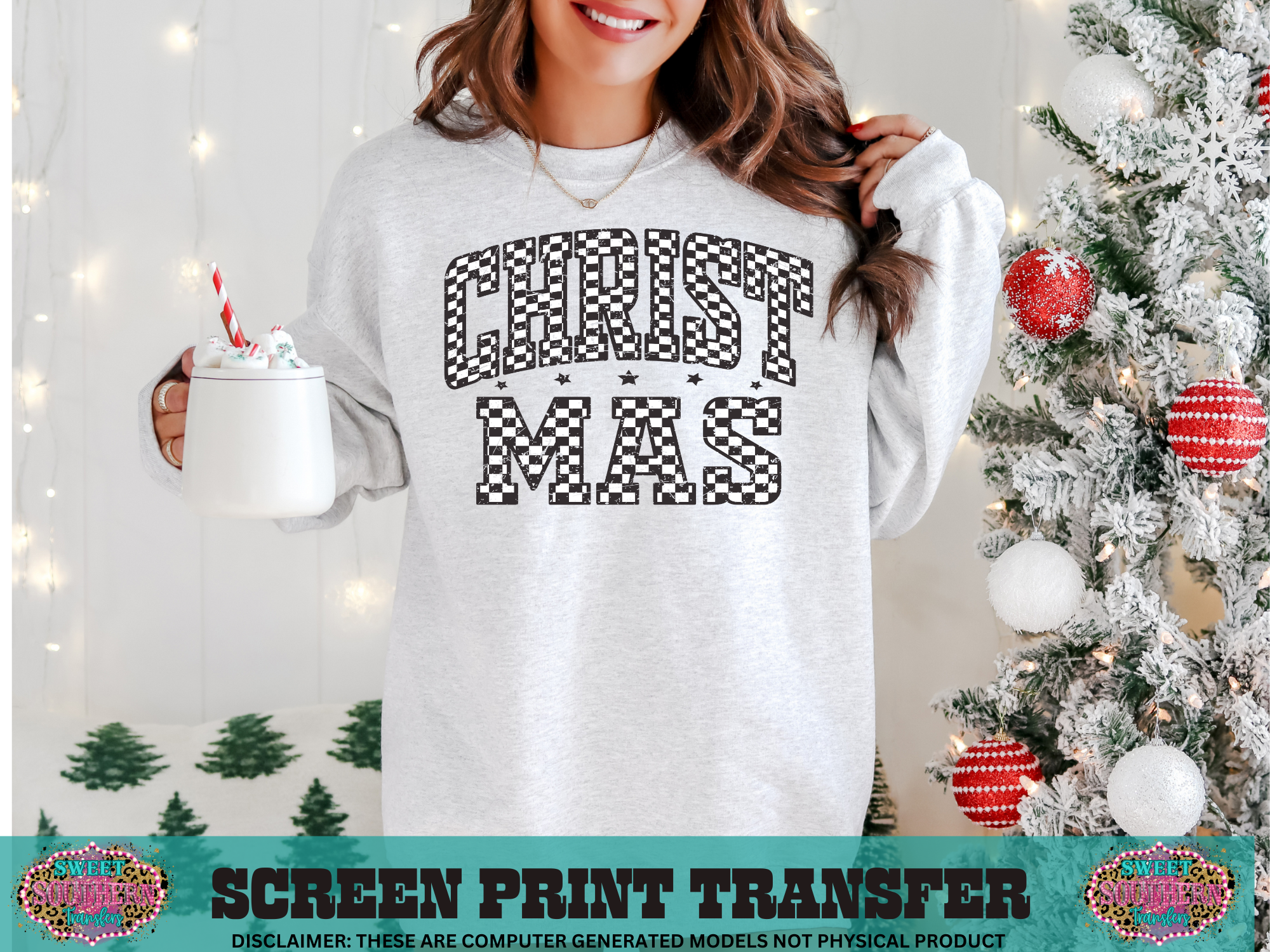 SINGLE COLOR SCREEN PRINT - CHRISTMAS CHECKERED