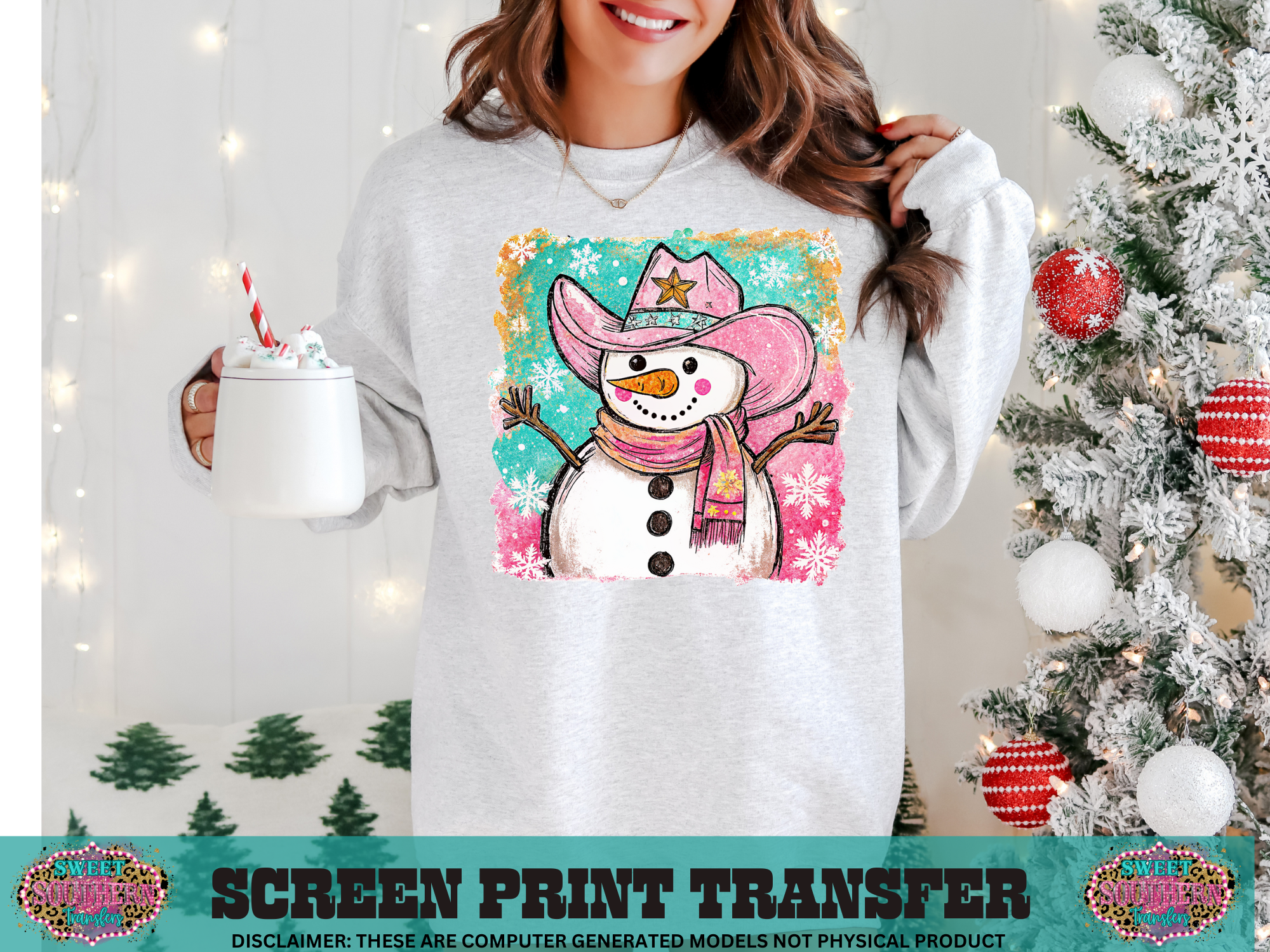 FULL COLOR SCREEN PRINT  - COWBOY SNOWMAN