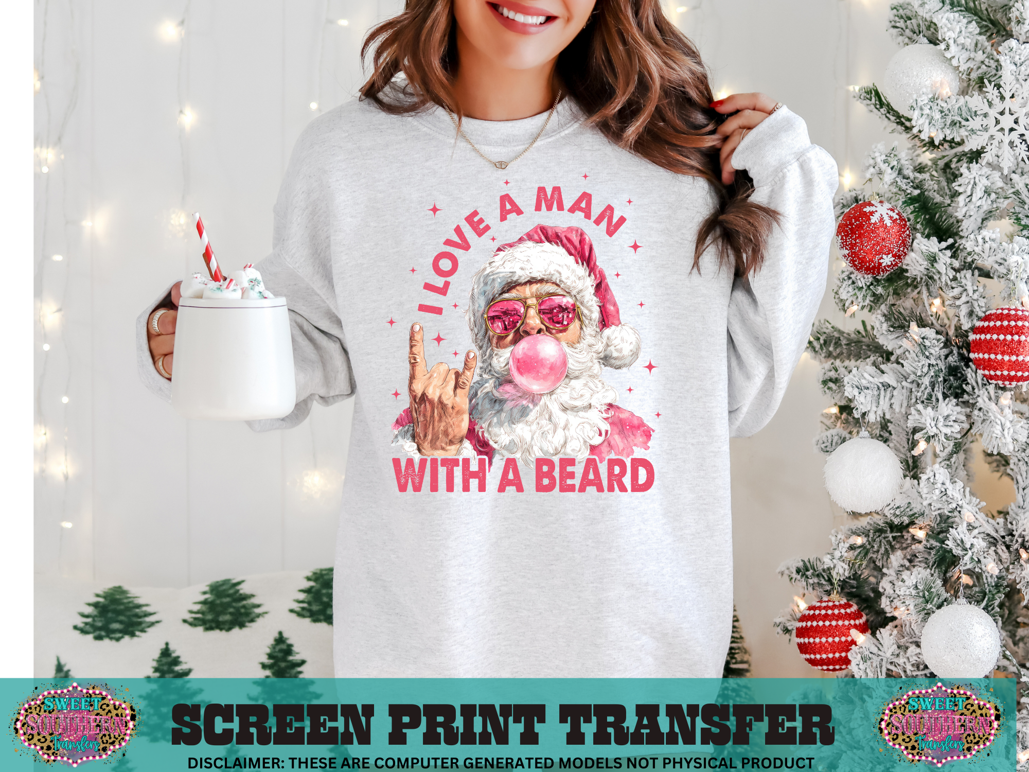 FULL COLOR SCREEN PRINT  - I LOVE A MAN WITH A BEARD