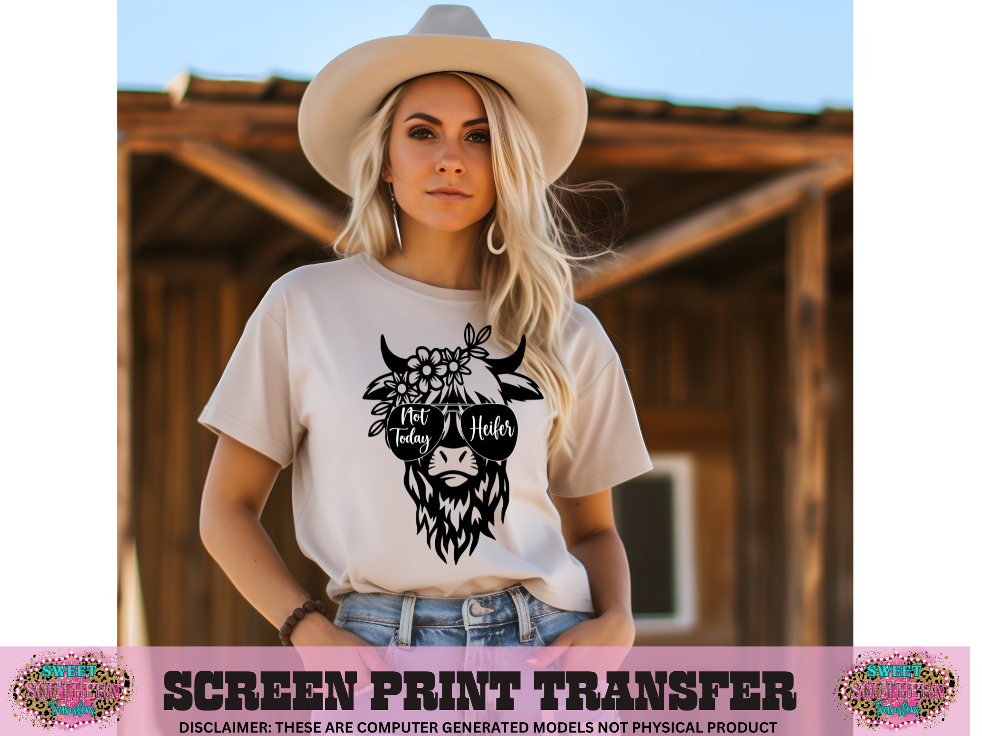 SINGLE COLOR SCREEN PRINT TRANSFER   - NOT TODAY HEIFER