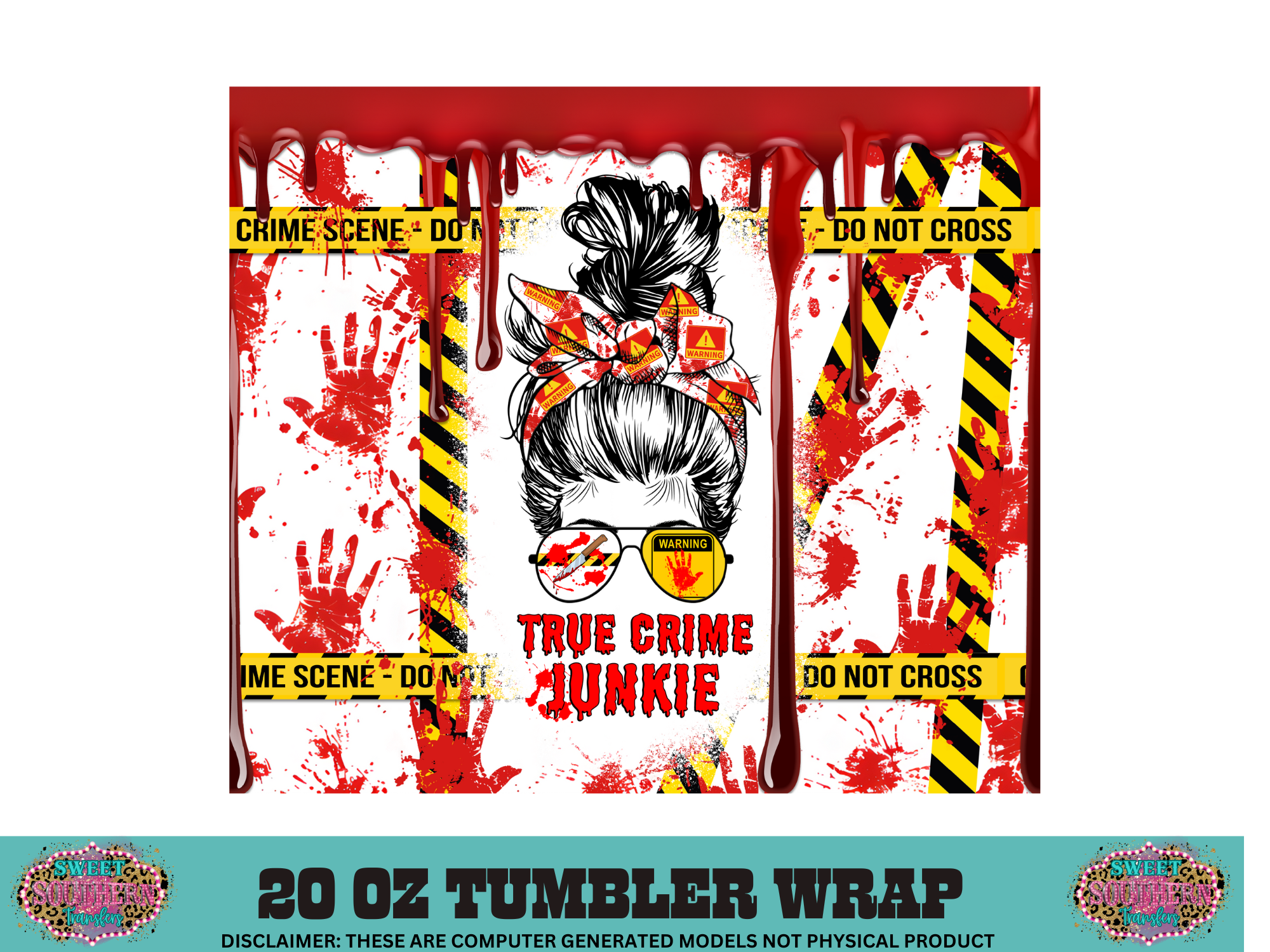 20 OZ SUBLIMATION TUMBLER WRAP - TRUE CRIME JUNKIE GIRL