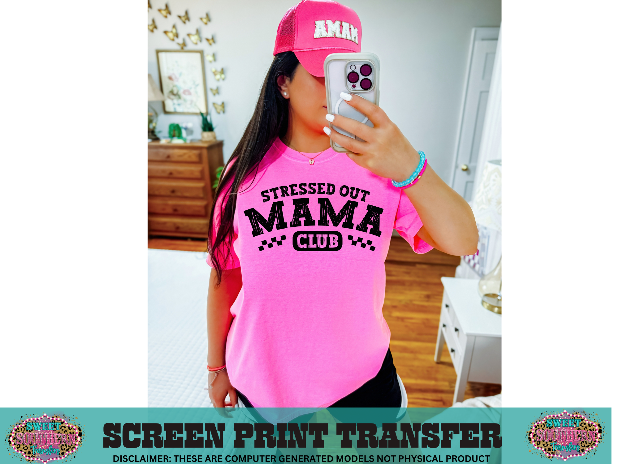 SINGLE COLOR SCREEN PRINT - STRESSED OUT MAMA CLUB