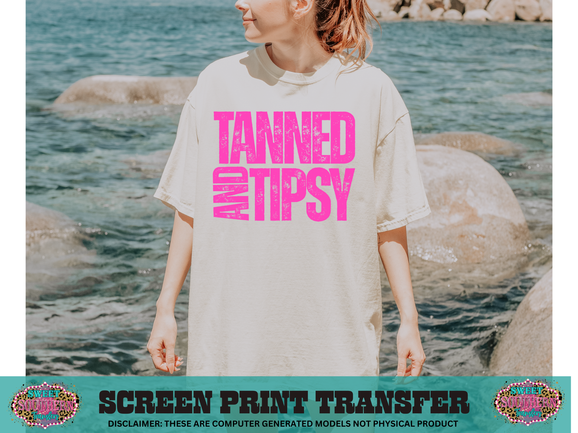 SINGLE COLOR SCREEN PRINT - TANNED AND TIPSY