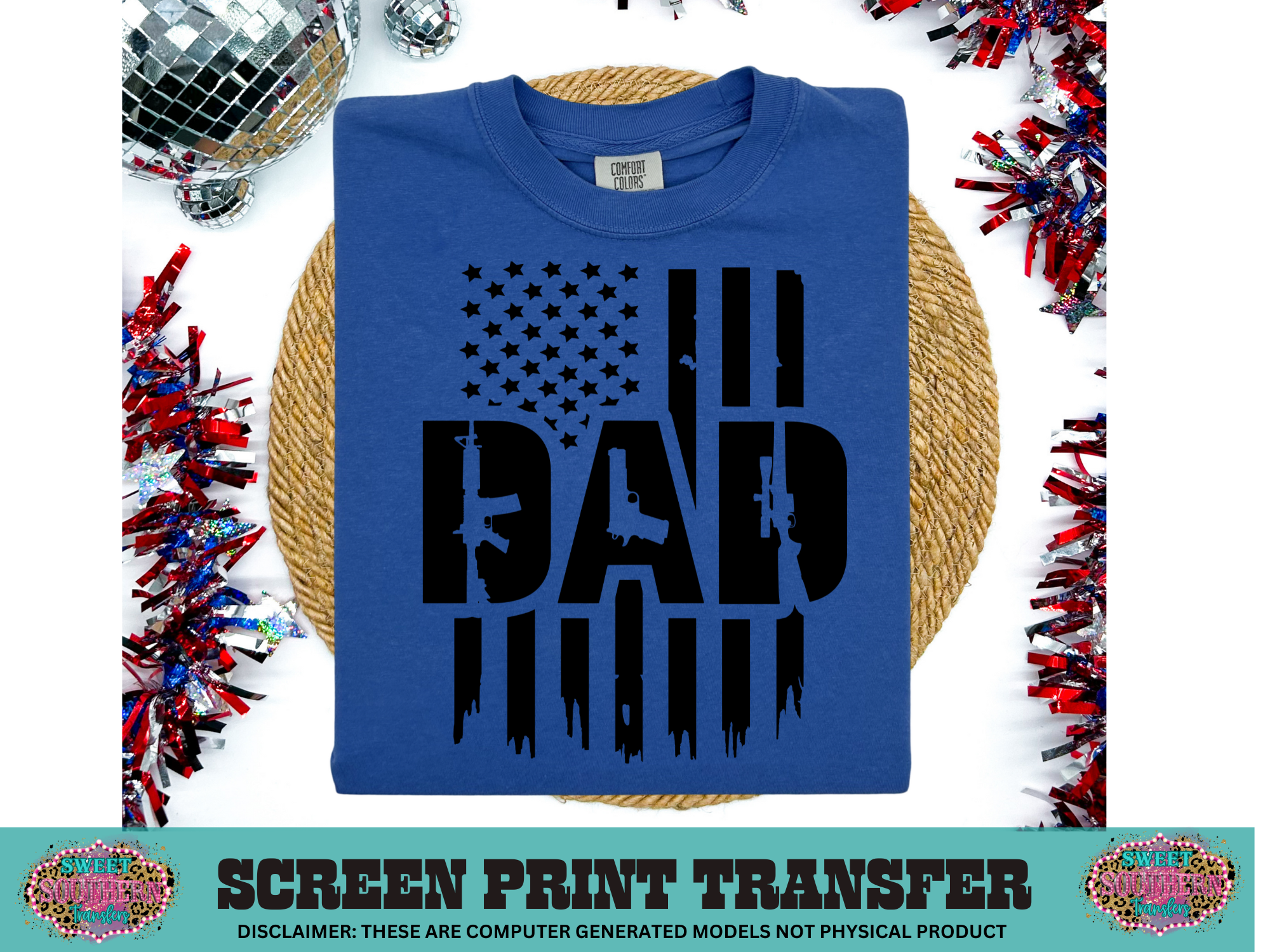 SINGLE COLOR SCREEN PRINT - DAD AMERICAN FLAG
