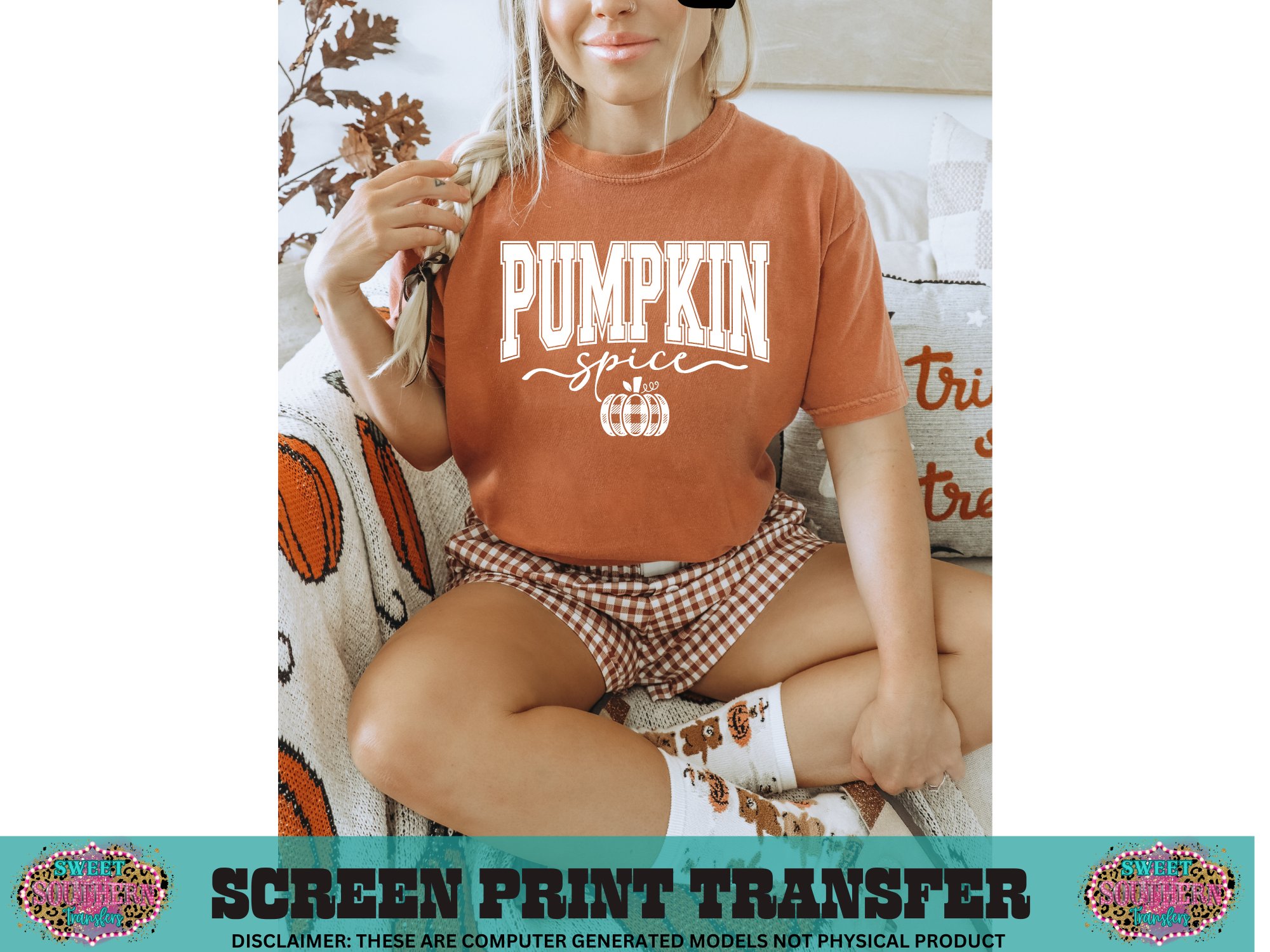 SINGLE COLOR SCREEN PRINT - PUMPKIN SPICE VARSITY (NOT RESTOCKING)