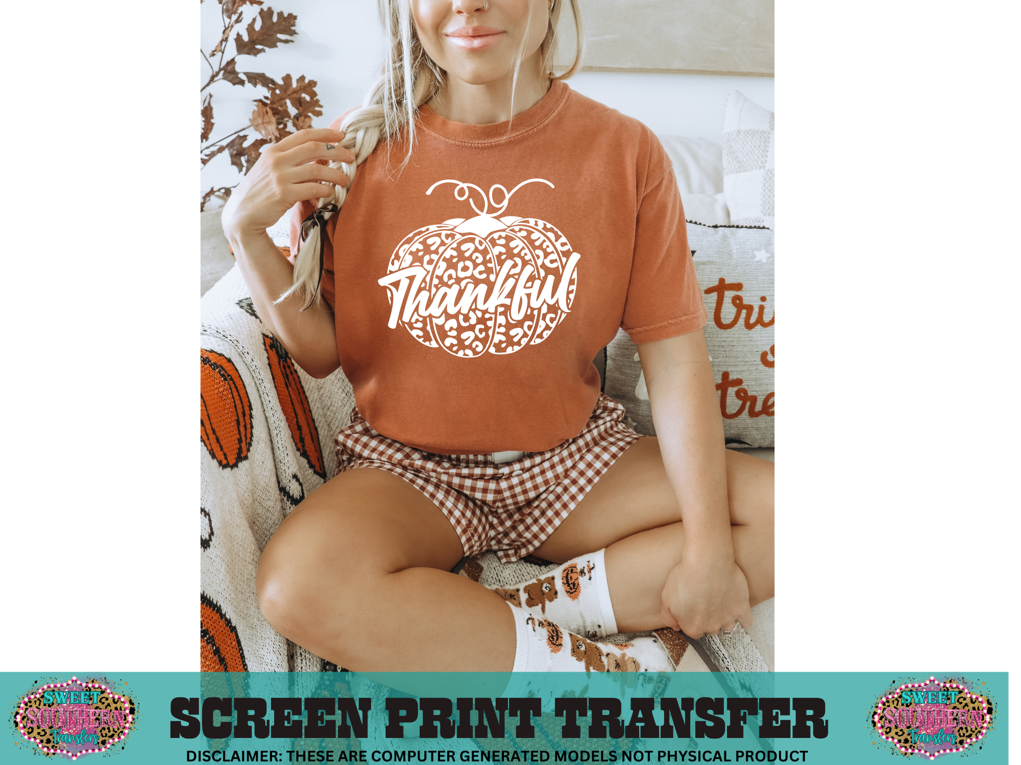 SINGLE COLOR SCREEN PRINT - THANKFUL CHEETAH