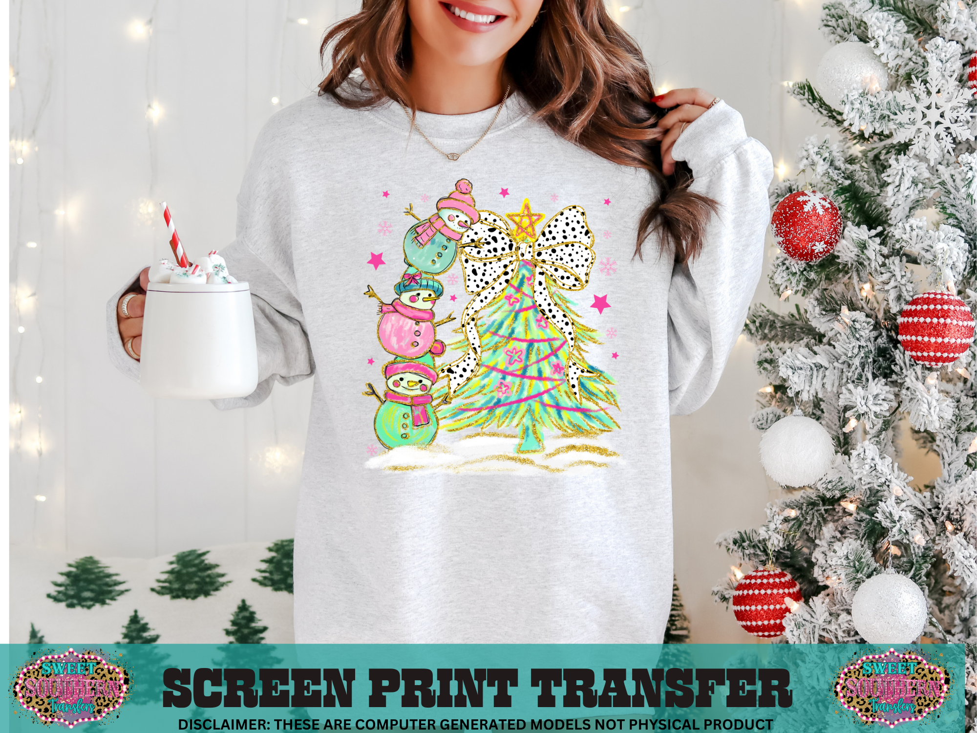 FULL COLOR SCREEN PRINT  - SNOWMAN TREE
