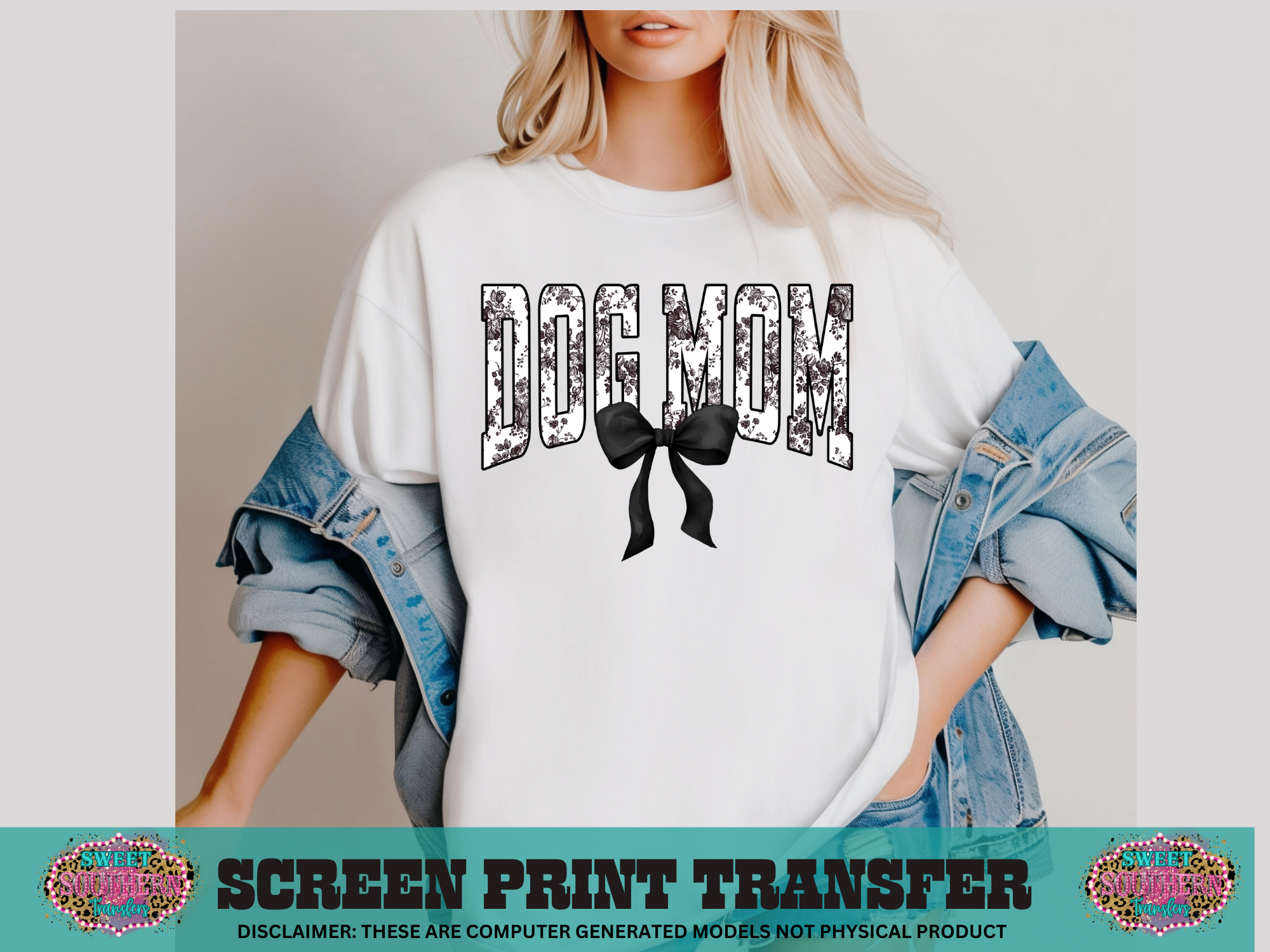 SINGLE COLOR SCREEN PRINT - DOG MOM BOW