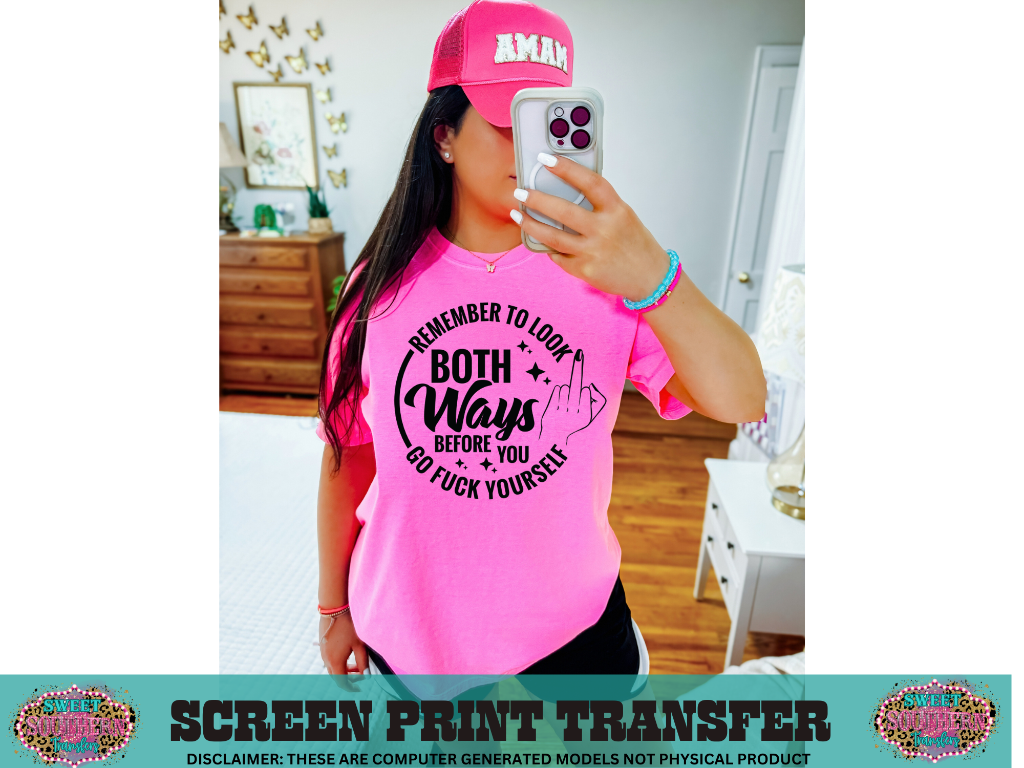 SINGLE COLOR SCREEN PRINT - LOOK BOTH WAYS