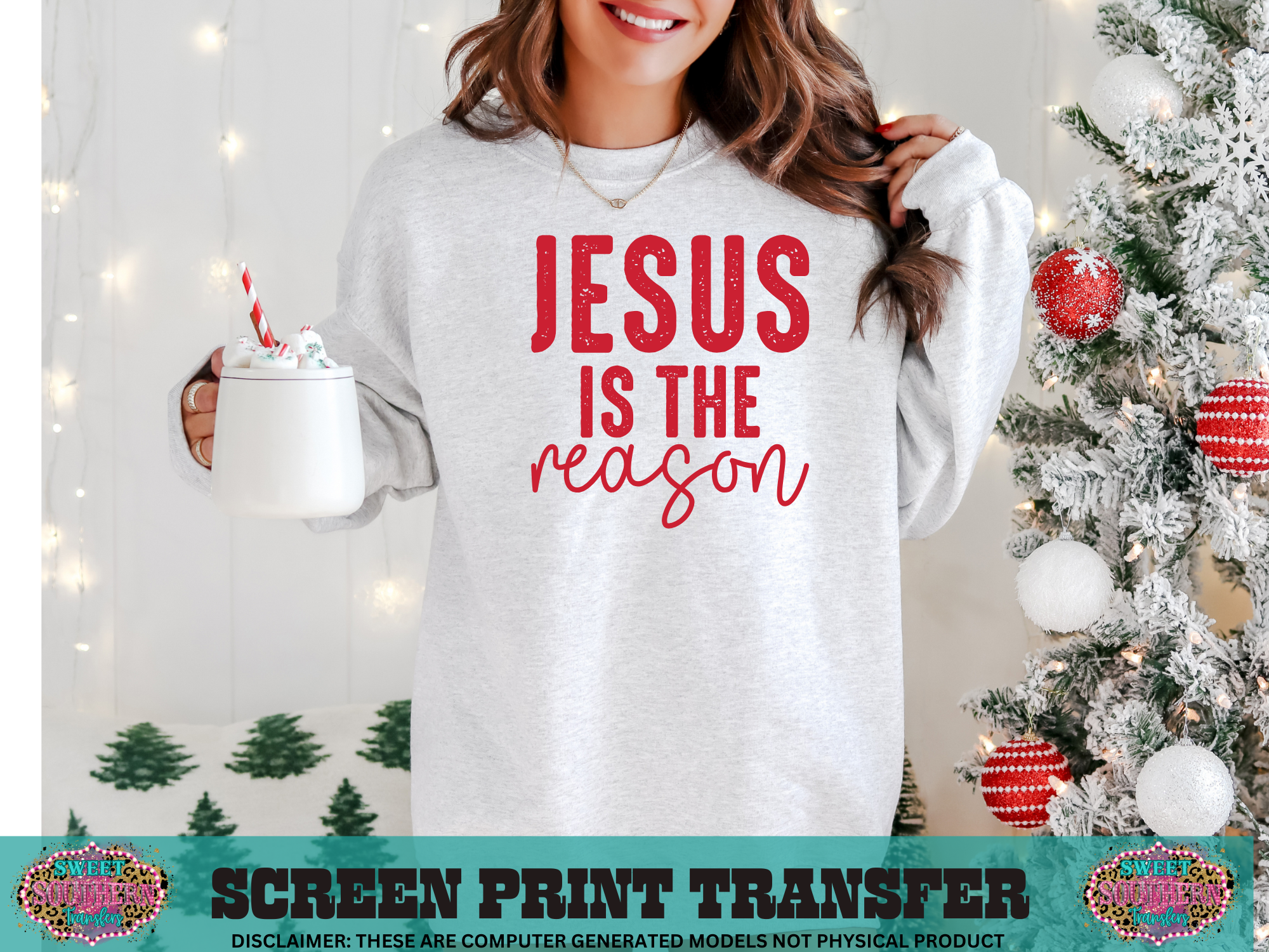 SINGLE COLOR SCREEN PRINT -  JESUS IS THE REASON DISTRESSED